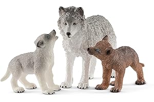 SCHLEICH 42472 Mamma lupa con cuccioli, da 3 anni, WILD LIFE - Figura, 6 x 14 x 19 cm