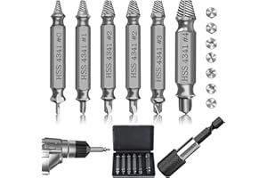 FASBET 7pcs Stripped Screw Extractor Set with Magnetic Drill Bit Holder Bolt Extractor Set, Security Bit Set Screw Set Tools Set, Damaged Rounded Bolt Remover Screw Grab Screw Removal Tool Easy Out Set