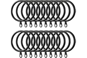 Fippy 60 Pièces Anneaux de Rideau, Anneaux de Suspension en Métal de Rideaux pour Rideaux et Tringles, 38mm Diamètre Intérieur (Noir)