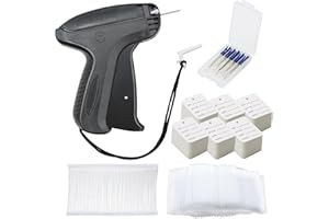 VEGCOO Pistola Etiquetadora, Máquina de Etiquetado Etiqueta de Precio, para Ropa Sombreros Calcetines Etiquetas de Precio 3000 Hilos Estándar (Blanco,5cm) + 5 Agujas de Repuesto + 300 Etiqueta