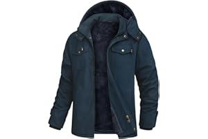 Xnova Veste Homme Hiver Chaude Blouson Doublée en Polaire Manteau à Capuche Coupe Vent Veste Militaire Cargo mi Saison Décontractée Travail avec Poches Multiples