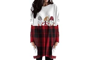 OMZIN Sweat De Noël Femme Chemise d'hiver à Manches Longues Pull De Noël avec Tenue De Noël à Imprimé Comique