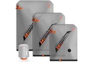 Vacbird Sacchetti Sottovuoto Vestiti Con Pompa Sottovuoto Senza Fili, 15 Pezzi (6 * 40x54cm, 6 * 47x64cm, 3 * 54x74cm), Buste Sottovuoto Vestiti Salvaspazio – Ideali per Viaggi e Organizzare Bagagli