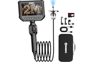 KAIWEETS Endoscopio Cámara de Inspección, IPS HD 1080P Cámara Endoscópica con Control de Rueda, Rotación Bidireccional 210°, 1,5M IP67 Impermeable para Inspección de Automóviles y Motores (2M)