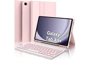 IVEOPPE Tastiera Samsung Galaxy Tab A9 Plus 11", Cover Tastiera Italiano Bluetooth Retroilluminata Rimovibile per Samsung Galaxy Tab A9+ 2023 11 Pollici SM-X210/X216/X218, Rosa