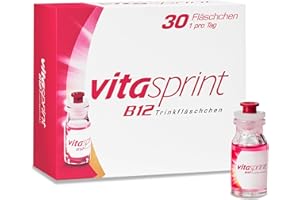 ‎VITASPRINT Vitamin B12 - Vitasprint B12 Trinkfläschchen, 30 St. – Mit hochdosiertem Vitamin B12 und wertvollen Eiweißbausteinen für mehr geistige und körperliche Energie und weniger Müdigkeit und Erschöpfung