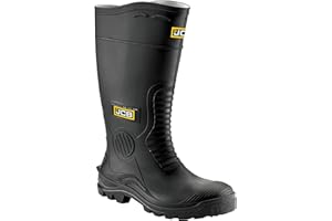 JCB - Wellington Boots Mens - Steel Toe Cap Boots - Black Shoes - Waterproof Shoes Men - Boots for Men - Wide Fit - Size 10UK, 44EU