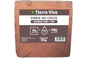 TIERRA VIVA Fibra de Coco Orgánica - Bloque de 5kg 70L - Sustrato ecológico huerto Urbano, semilleros, Grow y vermicomposteras