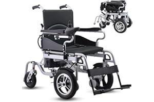 Broobey Faltbare elektrische Rollstühle für Erwachsene, Kapazität 120Kg, elektrischer Rollstuhl, elektrischer motorisierter Rollstuhl für Senioren 12" Flexibles Vorderrad