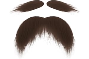 LUSOFIE Fake Beard Fake Mustache Eyebrows Stick on Mustaches Funny Old Man Costume Mustache Stickers Party Cosplay Halloween