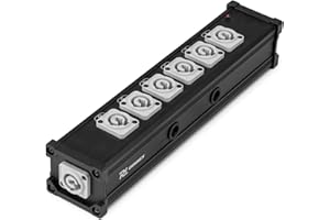 PD Connex PSB27 7-Way PowerCon Splitter – Compact Power Distribution Solution, Lighting & Sound Systems, Durable Aluminium Housing, power splitters, Twist-Lock System & M10 Truss Mount Option