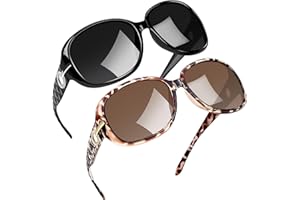 Joopin 2PCS Gafas de Sol Mujer Polarizadas Diseño de Gran Tamaño Marco Grande Brillante Estilo Clásico de Moda