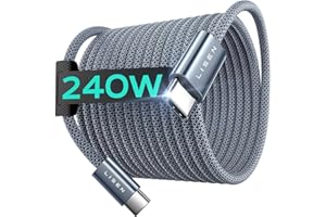 LISEN 240W 2M USB C na USB C Kabel USB-C Nylonowy Kabel do szybkiego ładowania iPhone 16 Pro Max 15/MacBooka/iPada/Samsung Galaxy S25 Ultra S24/S23, Szary