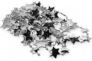 MIJOMA Perlengirlande – Elegante Perlenband, Perlenkette & Dekorative Perlenschnur | Stilvolle Tischdekoration, Weihnachten, Advent, Hochzeit | 8mm Deko-Perlen, 2,7 Meter (Silber Sterne)