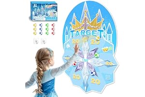 GirliGlee Freccette Bersaglio per Bambini, Bersaglio Freccette con 12 Palline Adesive, Frozen 3 4 5 6 7 8 9 Anni Bambina,Regalo Compleanno Gioco per Festa di Halloween e Natale