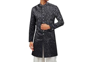 Runcati Herren Kurta Sherwani Mäntel Kaftan indische ethnische königliche Anzüge Mandarinenkragen Hochzeit Festlich Party Blazer