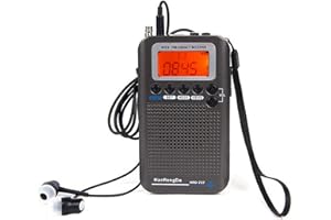 Denash Portable Aviation Radio, VHF Air Aircraft Band Radio Receiver Full Band Radio Recorder LCD Display with Headphone(Black)