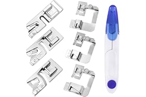 Easusy 6Pcs Sewing Machine Presser Kit, 2 Type Sewing Machine Feet, Hemming Presser, Accessories for Sewing Maschine Brother Janome Toyota Singer