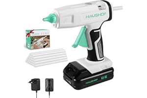 HAUSHOF Pistola per Colla a Caldo Senza Fili da 20V con Batteria e Caricatore, 20 Stick di Colla 11x150 mm, Spegnimento Automatico e Riscaldamento Rapido per Fai da Te, Artigianato