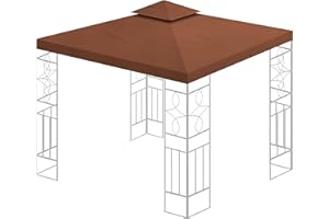 habeig Ersatzdach 340g/m² Dach EXTRA STARK PVC Beschichtung Pavillondach 100% Wasserdicht Pavillon 2,98x2,98m (knapp 3x3m) NEU (Braun)