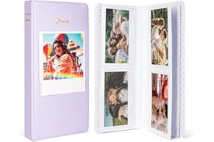 HIYQIN Album photo pour film Instax Wide 3,5 x 4,25, 64 pochettes avec fenêtre pour Fujifilm Instax Wide 400/300/210/200/Wide EVO/Polaroid 600 i-Type – Violet