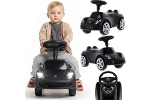SUN BABY Porsche Carrera GT Åkbil från 18 Månader - Svart | ratt med knappar, strålkastare, realistiska dekaler, upp till 30 kg