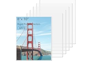 AKONEGE 6PCS 8" x 10" Rigid Print Protectors Clear Hard Plastic Page Sheet Protectors Photo Holder Poster Plastic Sleeves for Arts, Prints, Autograph Pictures, Photographs, Birth Certificate Protector
