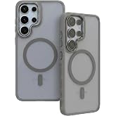Ehr. Samsung Galaxy S24 Ultra ile Uyumlu Magsafe Wireless Şarj &Ouml;zellikli Kamera Standlı L&uuml;ks Mat Silikon Kılıf [Lens Koruyucu