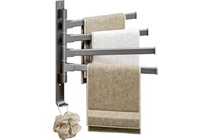Dachiy Handtuchhalter 180° Drehung Badetuchhalter Mit 4 Armig Wandhalter Selbstklebend Für Handtücher, Aus Aluminium, Handtuchstange ohne Bohren Für Bad,Küche Und Garderobe