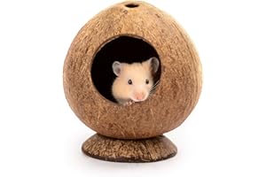 andwe Coconut Hut Hamster House Bed for Gerbils Mice Small Animal Cage Habitat Decor