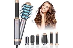 Spazzola Asciugacapelli 6 in 1, UKLISS 1000W Hair Styler Spazzola Phon per Capelli, 3 Regolazione Della Temperature, Ferro Arricciacapelli ad Aria, Spazzola per Capelli