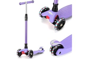 IMMEK Patinete de Tres 3 Ruedas,Patinete de 3 Ruedas Scooter con Led Luces Manillar Altura Ajustable 67-80cm con Freno Posterior para Niños