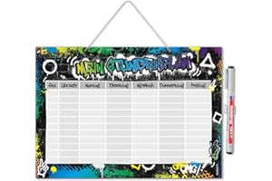 ‎YOUNIKAT younikat Timetable Wipe Clean for Hanging I Graffiti I Includes Pen Rewritable I Back to School I dv1457