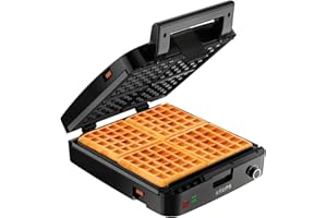 KRUPS Belgian Waffle Maker, Waffle Maker with Removable Plates, 4 Slices, Silver/Black