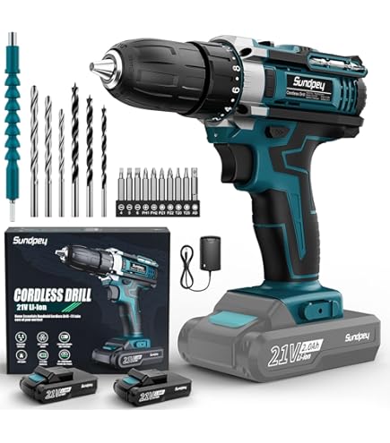 Accuschroevendraaier accu-boormachine 21V Professional accu-boormachine set met accu (1500mAh), LED-licht, draaimoment 45Nm, 29pcs Accessoires Bit 1 Akku Kit