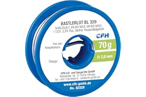CFH Bastlerlot EL 329 – Lötzinn Ø 2,0 mm, 70 g, flussmittelgefüllt, bleifrei, ideales Lot für Reparaturen und Lötprojekte im Handwerk, hochwertige Qualität, Made in Germany