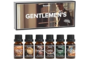 SALKING Zestaw męskich olejków eterycznych, aromaterapii, zestaw prezentowy, 100% czyste olejki zapachowe do dyfuzora, lamp zapachowych, nawilżacz powietrza, 6 x 10 ml (drewno tekowe, kawa, drzewo