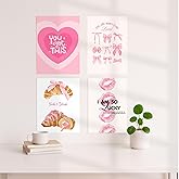 Yellow Town India Pink Coquette Art Prints – Set of 4 A4 Girly Unframed Posters | 300 GSM Glossy Wall Art for Room Decor, Cut