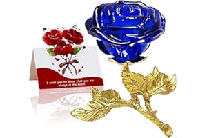 SWEETIME Blue Crystal Rose,Handmade K9 Glass Rose Artificial Flowers,Real Rose with Box for Mother's Day Valentine's Day Christmas Day Thanksgiving Women's Anniversary Birthday Gifts