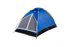 AKTIVE Tenda da campeggio per 2 persone 200x120x100 cm blu, leggera e facile da montare, design igloo con struttura robusta, ventilazione posteriore e borsa per il trasporto (52550)