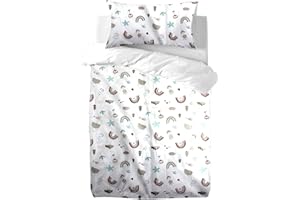 various Funda nordica Cuna Infantil de 60x120cm Reversible,100% algodón Saco nordico y Cubre de edredon Cama para niños y niñas Juego Fundas para edredón 90 x 120 cm con Almohada 60 x 40 cm (Rainbow)