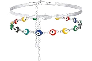 Supcare Tobillera de Acero Inoxidable Multicolores Ojo de Turco Perzonalizado Pulsera de Tobillera Nombre Letras para Mujer Regalo de Mujer Nina Amiga