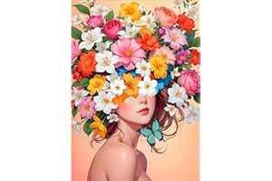 Bowetile 5D DIY Diamond Painting Kit Completo, Donna e Fiori Diamond Painting Kit Completo per Adulti, Fiore Diamant Painting per Adulti, Decorazioni per Casa 30x40 cm