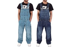 Generisch Men's Long Oversize Dungarees Black Jeans Work Trousers Baggy Jeans 90s Baggy Denim Overalls Work Trousers Cargo Trousers Summer Jeans Work Dungarees Streetwear