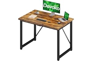 Devoko Biurko, stolik pod komputer, 100 x 60 x 75 cm, biurko pod laptopa, styl vintage, brązowy