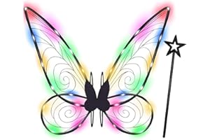 Goenb Ailes De Fée Lumineuses, Ailes De Fée Femmes Adultes Enfants Filles Led Ailes De Fée Clochette Ailes De Fée Costume De Fée Femmes Éclairer Les Ailes De Papillon pour Halloween Cosplay Them Party