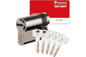 Vachette Demi-Cylindre VELIX 30x10 - Finition Nickelée - Résistance Bumping, Perçage et Crochetage - 5 Clés Réversibles, Carte de Propriété et Brevet Exclusif jusqu'en 2036 - Garantie 2 Ans