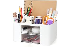 dingdongji Schreibtisch Organizer,Tisch Organizer,Büro Organizer,Desk Organizer mit 4 Fächer und 2 kleine Schubladen, gelten kleine Gegenstände wie Schreibwaren und Fernbedienung