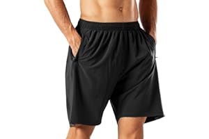 HMIYA Herren Sport Shorts Schnell Trocknend Kurze Hose mit Reißverschlusstasch