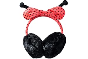 MISS NELLA kids LADYBIRD EAR MUFFS – the perfect winter ear warmers for toddlers. Fluffy ladybird Design Earmuffs. Children's Plush Ear Protectors.